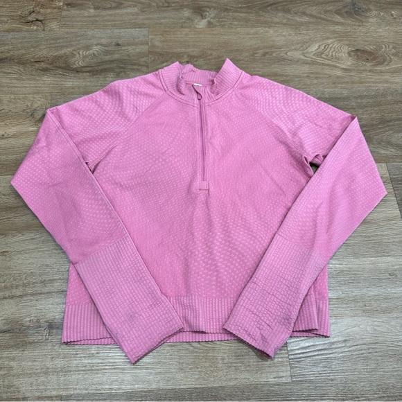 Lululemon Rest Less Cropped Half-Zip Grid Warp Pink Blossom Quarter Zip Size 8 - Picture 4 of 9